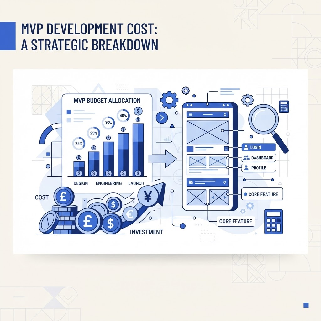 Illustration of MVP development cost planning with budget charts