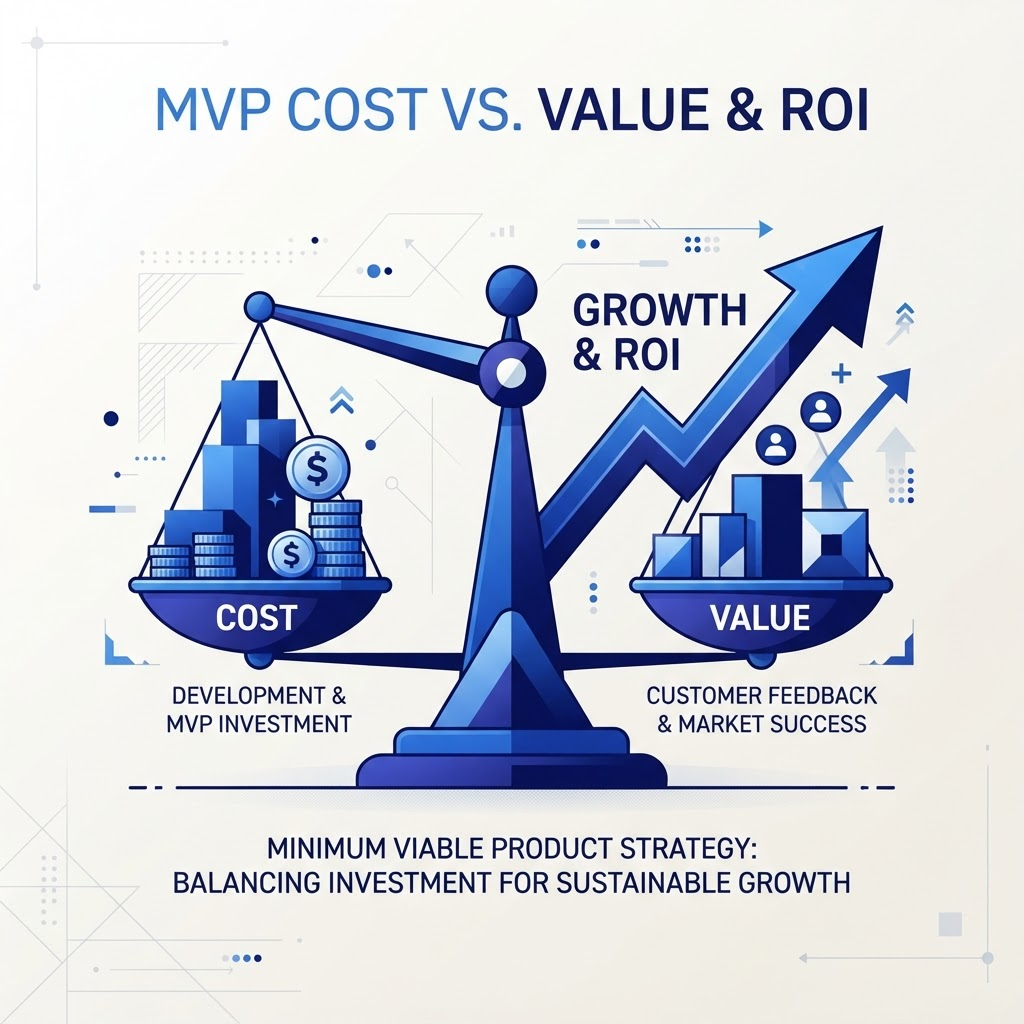 Comparison of MVP development cost versus business value and ROI