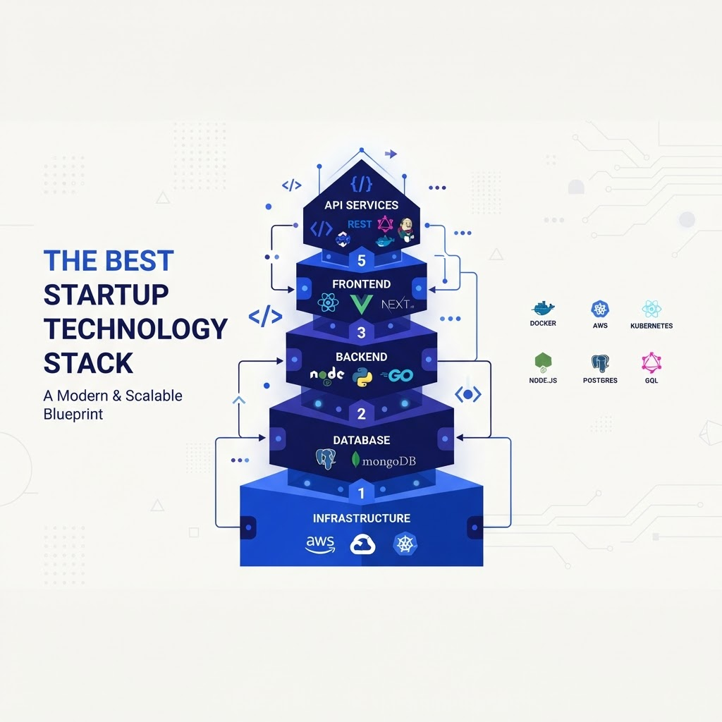 Modern technology stack for startups with React, Next.js and cloud infrastructure
