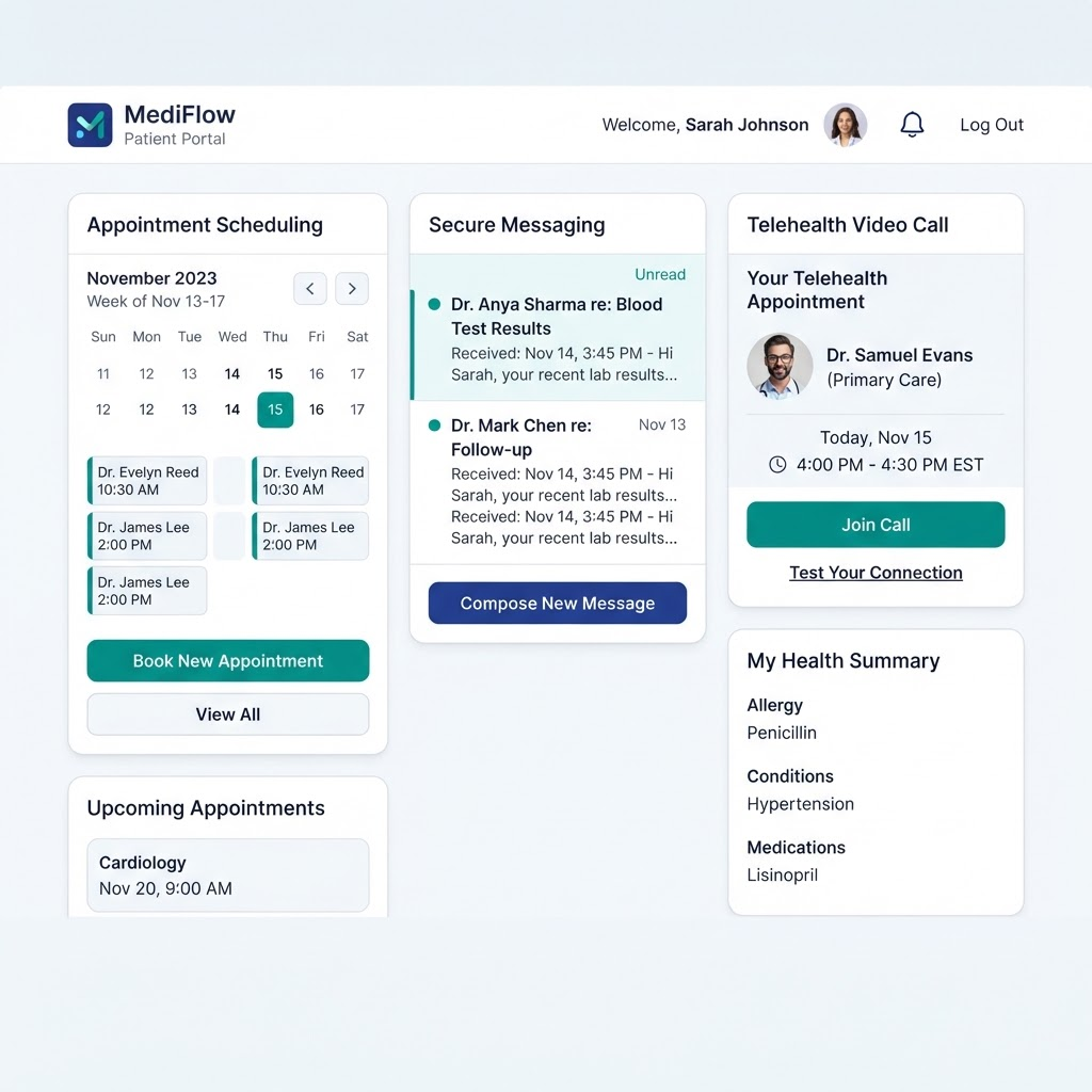 Healthcare patient portal web application developed by VS Lab Agency